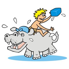 Hippo and man