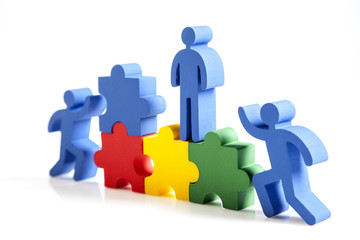 concept of teamwork, people and icons