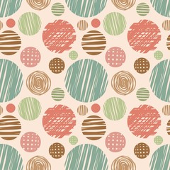 Vector fabric circles abstract seamless pattern background