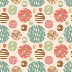 Foto op Plexiglas Vector fabric circles abstract seamless pattern background © ilona_pitkin