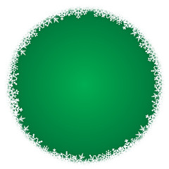 Schneeflocken-umrahmter Hintergrund, rund, Vektor, grün