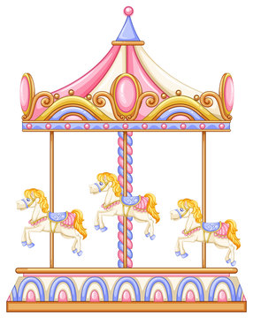 A merry-go-round rotating ride