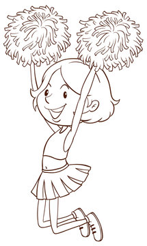 A simple sketch of a girl cheerdancing