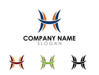 Curve letter H logo template