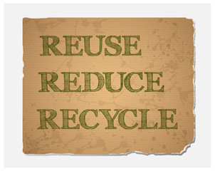 Reuse-Reduce-Recycle text on  grunge recycled paper