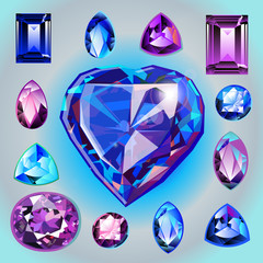 Sapphires of different shapes and cut