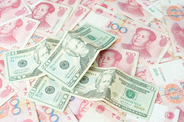 Obraz premium Dollar USA and RMB Chinese