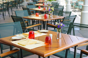 Tables in restaurant