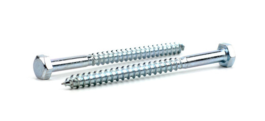 two screws on white background