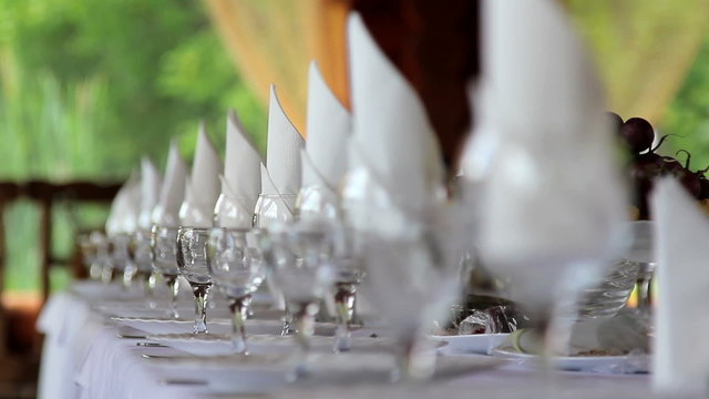 Beautifully served festive table.Served banquet table.