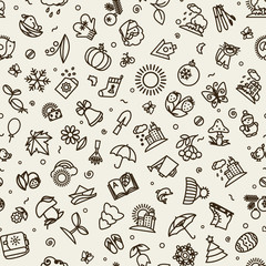 Seamless texture with icons - season