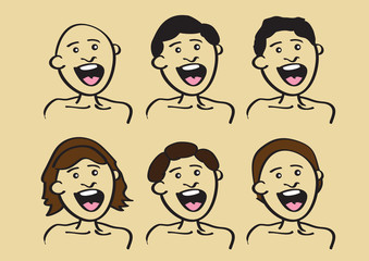 Hairstyle design for Happy Cartoon People