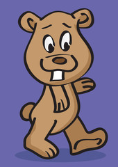 Funny Grizzly Bear with Front Tooth Vector Cartoon