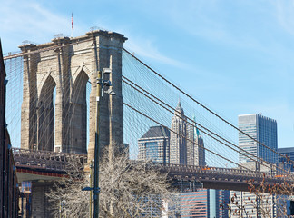 Fototapeta premium Brooklyn Bridge with lower Manhattan skyline