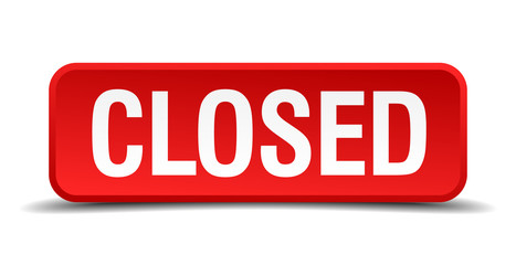 closed red square button isolated on white background