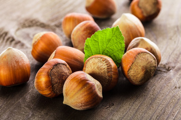 Hazelnuts heap