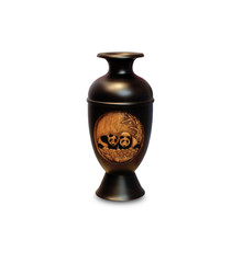 Wooden carved black vase