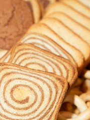 fresh pastry on a shop counter