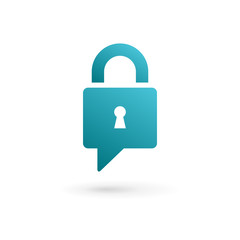 Secure lock speech bubble logo icon design template