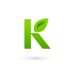 Letter K eco leaves logo icon design template elements
