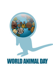 World Animal Day.  Save animals, Save planet. Earth Icon