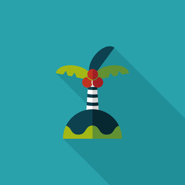 Palm tree flat icon with long shadow