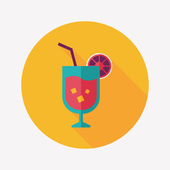 cocktail flat icon with long shadow