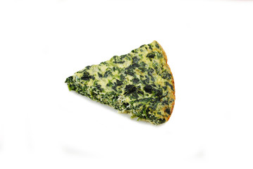 Crustless Spinach Quiche Isolated Over White