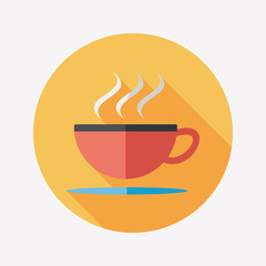 coffee flat icon with long shadow