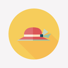Women hat flat icon with long shadow