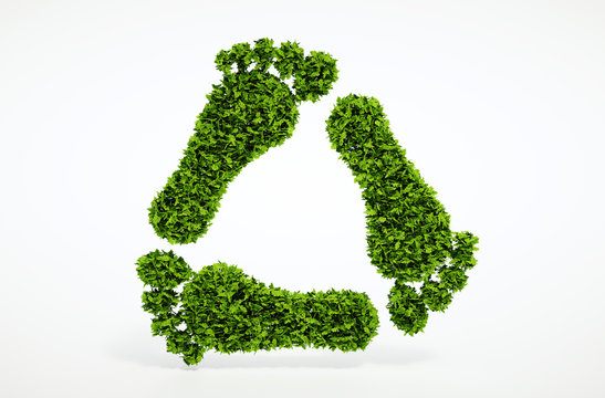 Ecology leaf footprint recycling symbol