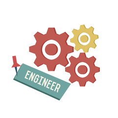 Gears symbol on white background,Retro colour concept