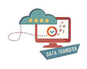 Data transfer concept design,retro design on white background