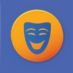 Smile mask symbol on button,vector
