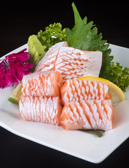 japanese cuisine. sashimi on the background