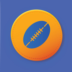 Rugby symbol on yellow button,vector