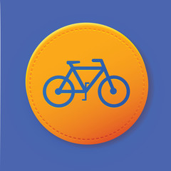 Bicycle symbol on yellow button,vector