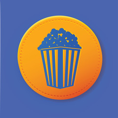 Popcorn symbol on button,vector
