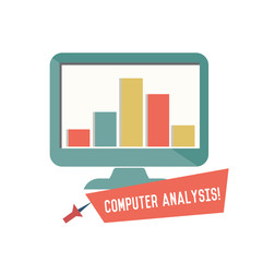 Computer analysis symbol on white background,Retro colour