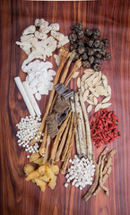chinese herbal medicine on background
