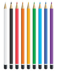 Colored pencils set. Isolated. Vector illustration