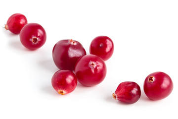 Cranberries isolated on white background.