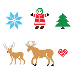 Christmas Nordic pattern vector icons set