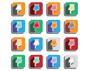 Vintage icons set down pointer with long shadow