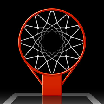 Basketball hoop on black, top view