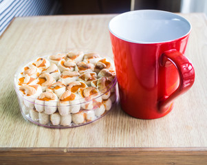 red cup and cookies
