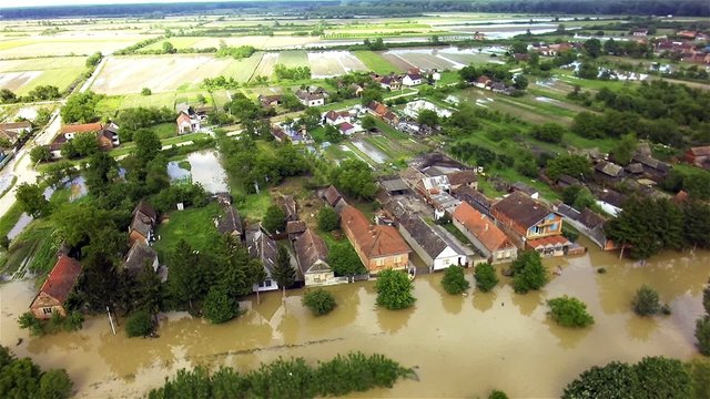 Flooded village in Serbia