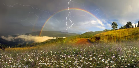 Acrylic prints Storm panorama of mountain meadows in Transcarpathia