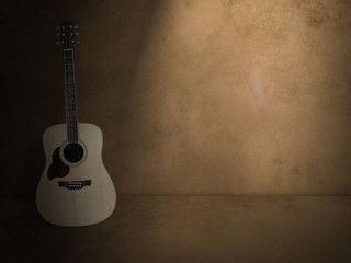 Fototapeta na wymiar vintage guitar on old background