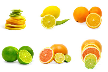 Set of fruits isolated on white background